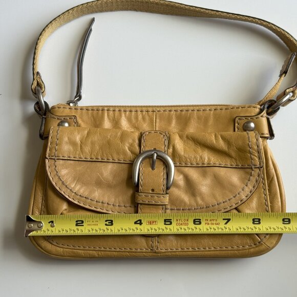 FOSSIL Leather/Canvas Mustard Crossbody Bag - Picture 7 of 10